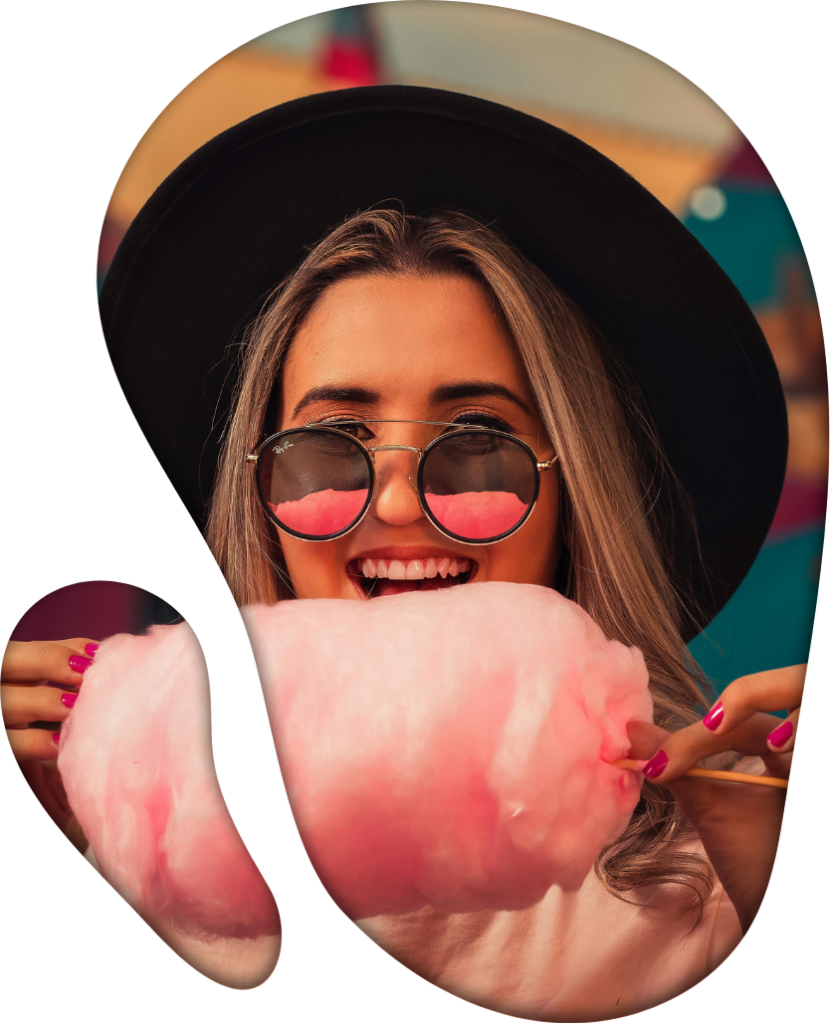 אשה עם צמר גפן מתוק - מכונה אוטומטית להשכרה או מכירה